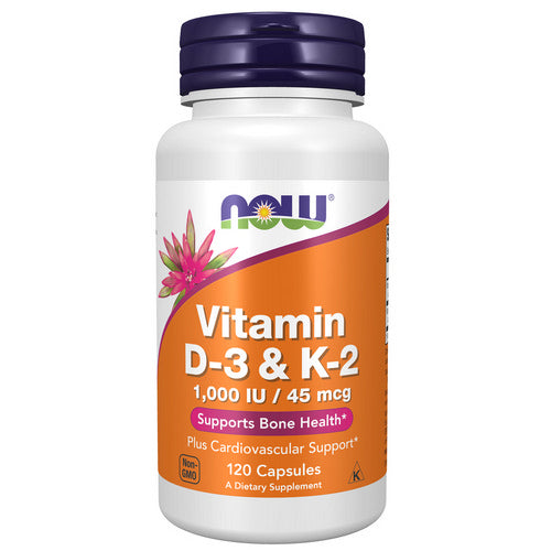 NOW Foods Vitamin D-3 and K-2 capsules